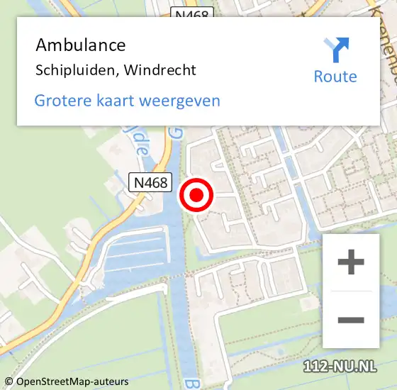 Locatie op kaart van de 112 melding: Ambulance Schipluiden, Windrecht op 12 december 2014 13:42