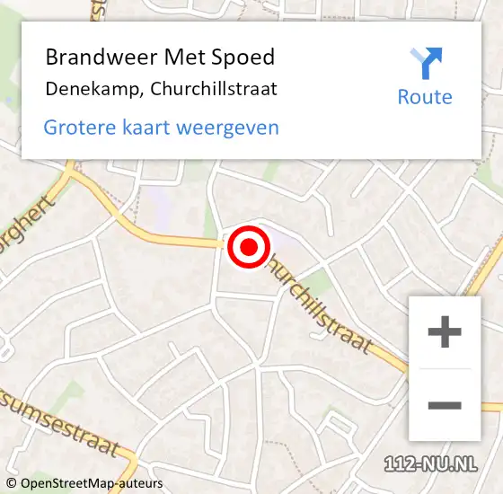 Locatie op kaart van de 112 melding: Brandweer Met Spoed Naar Denekamp, Churchillstraat op 12 december 2014 13:52