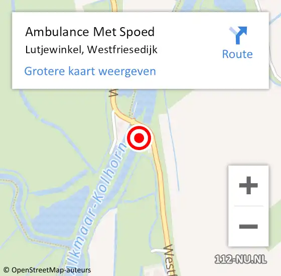 Locatie op kaart van de 112 melding: Ambulance Met Spoed Naar Lutjewinkel, Westfriesedijk op 12 december 2014 13:55