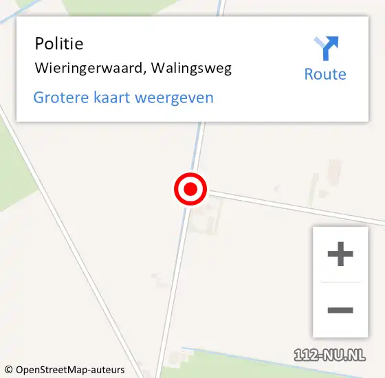 Locatie op kaart van de 112 melding: Politie Wieringerwaard, Walingsweg op 12 december 2014 14:01