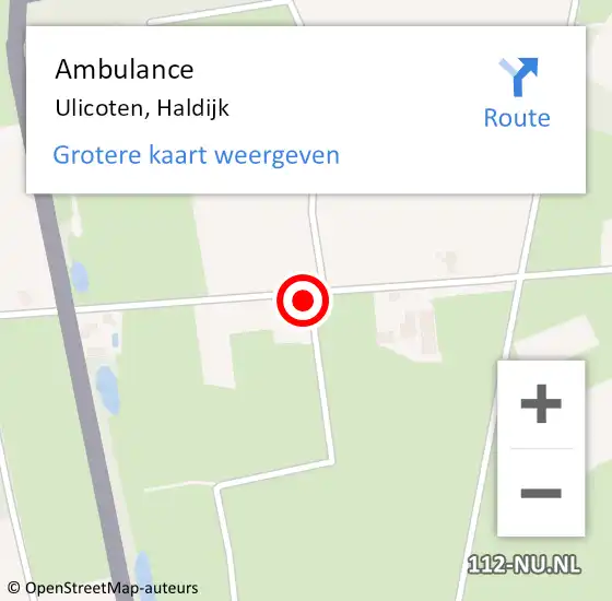 Locatie op kaart van de 112 melding: Ambulance Ulicoten, Haldijk op 12 december 2014 14:26