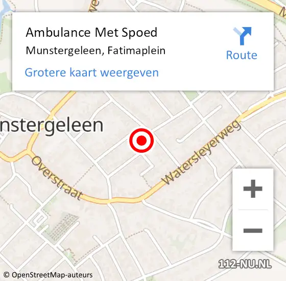 Locatie op kaart van de 112 melding: Ambulance Met Spoed Naar Munstergeleen, Fatimaplein op 12 december 2014 14:31