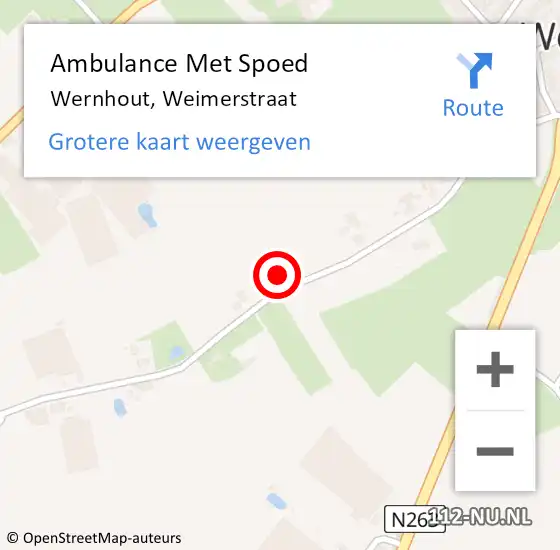 Locatie op kaart van de 112 melding: Ambulance Met Spoed Naar Wernhout, Weimerstraat op 12 december 2014 15:16