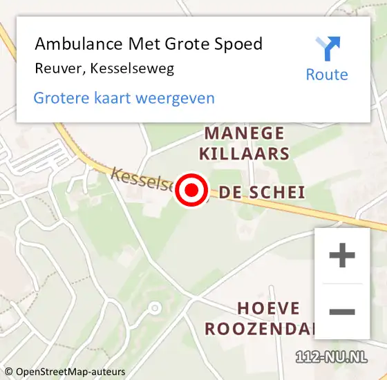 Locatie op kaart van de 112 melding: Ambulance Met Grote Spoed Naar Reuver, Kesselseweg op 12 december 2014 15:28