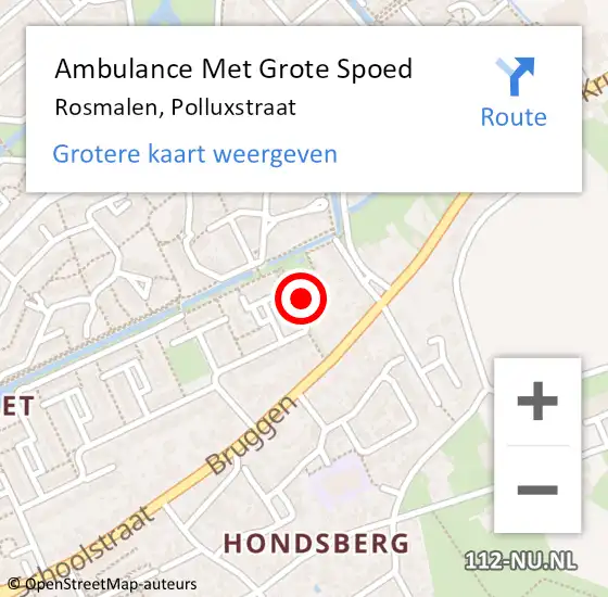 Locatie op kaart van de 112 melding: Ambulance Met Grote Spoed Naar Rosmalen, Polluxstraat op 24 oktober 2013 07:31