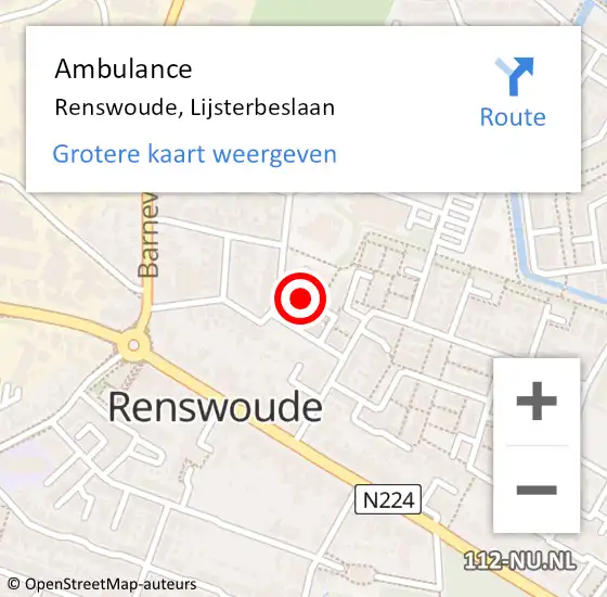 Locatie op kaart van de 112 melding: Ambulance Renswoude, Lijsterbeslaan op 12 december 2014 16:28