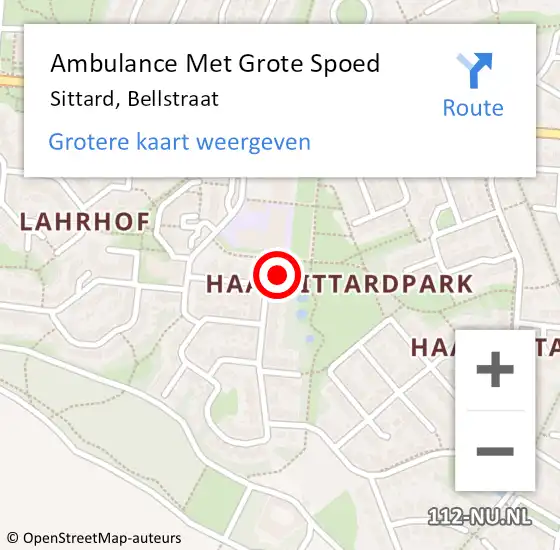 Locatie op kaart van de 112 melding: Ambulance Met Grote Spoed Naar Sittard, Bellstraat op 12 december 2014 17:00