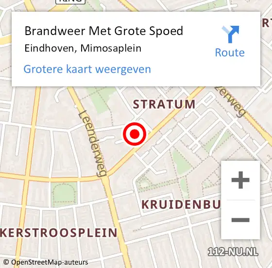 Locatie op kaart van de 112 melding: Brandweer Met Grote Spoed Naar Eindhoven, Mimosaplein op 12 december 2014 18:22