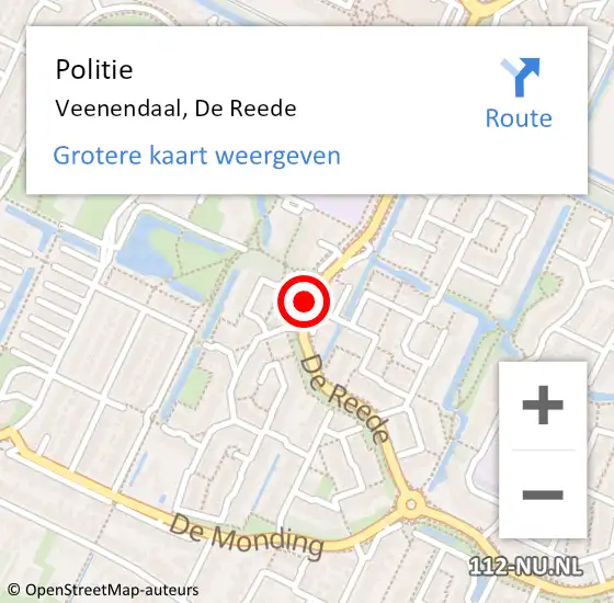 Locatie op kaart van de 112 melding: Politie Veenendaal, De Reede op 12 december 2014 18:39