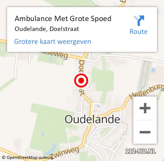 Locatie op kaart van de 112 melding: Ambulance Met Grote Spoed Naar Oudelande, Doelstraat op 12 december 2014 19:12