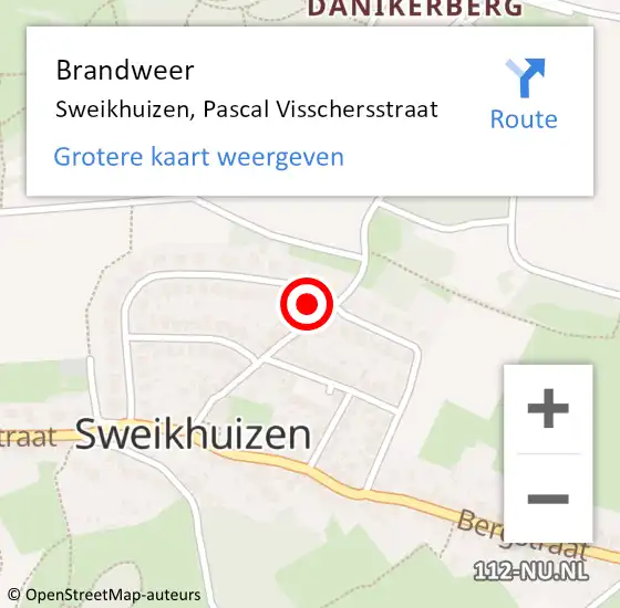 Locatie op kaart van de 112 melding: Brandweer Sweikhuizen, Pascal Visschersstraat op 12 december 2014 20:12