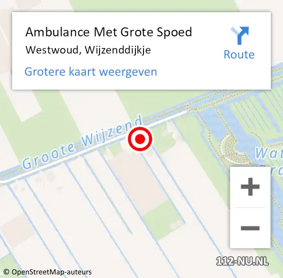 Locatie op kaart van de 112 melding: Ambulance Met Grote Spoed Naar Westwoud, Wijzenddijkje op 12 december 2014 20:20