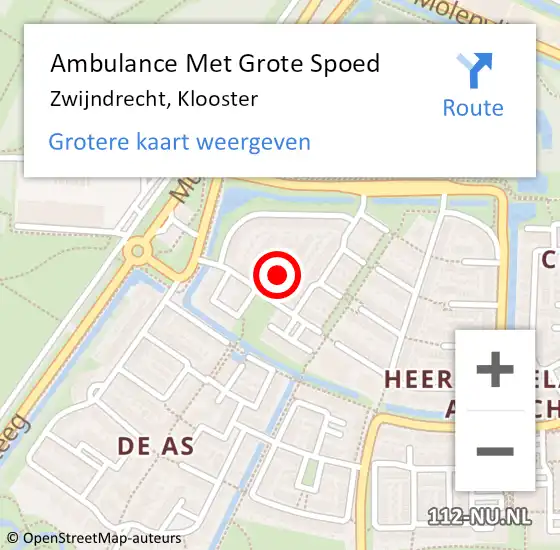 Locatie op kaart van de 112 melding: Ambulance Met Grote Spoed Naar Zwijndrecht, Klooster op 12 december 2014 21:21