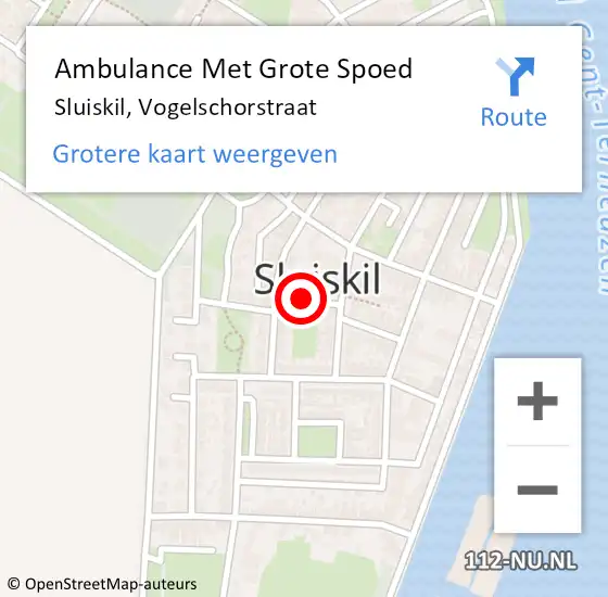 Locatie op kaart van de 112 melding: Ambulance Met Grote Spoed Naar Sluiskil, Vogelschorstraat op 12 december 2014 21:23