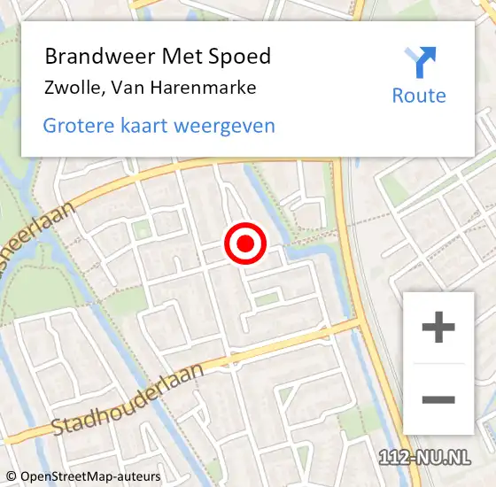 Locatie op kaart van de 112 melding: Brandweer Met Spoed Naar Zwolle, Van Harenmarke op 12 december 2014 22:09