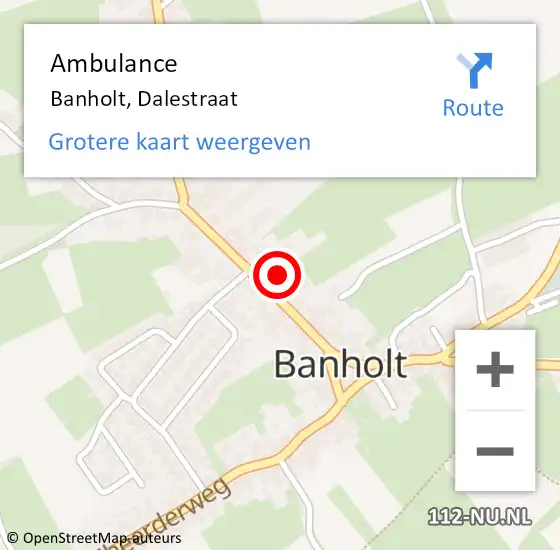 Locatie op kaart van de 112 melding: Ambulance Banholt, Dalestraat op 12 december 2014 22:41