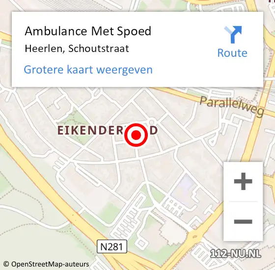 Locatie op kaart van de 112 melding: Ambulance Met Spoed Naar Heerlen, Schoutstraat op 12 december 2014 22:42