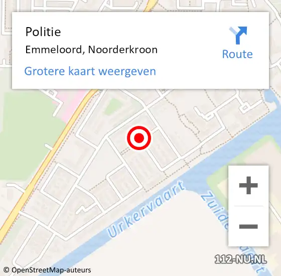 Locatie op kaart van de 112 melding: Politie Emmeloord, Noorderkroon op 12 december 2014 23:59