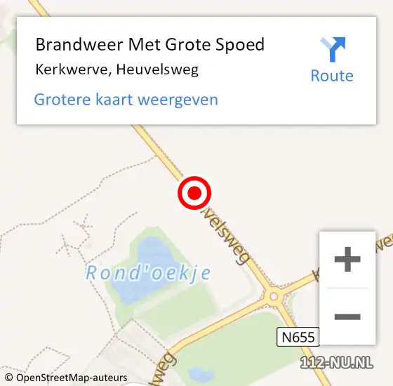 Locatie op kaart van de 112 melding: Brandweer Met Grote Spoed Naar Kerkwerve, Heuvelsweg op 13 december 2014 00:10