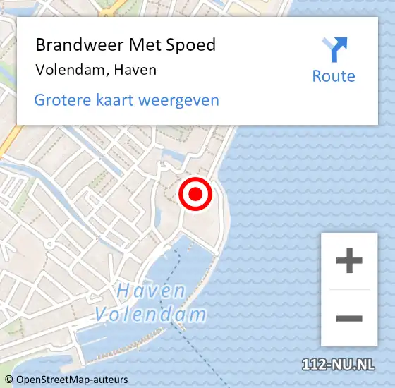 Locatie op kaart van de 112 melding: Brandweer Met Spoed Naar Volendam, Haven op 13 december 2014 00:26