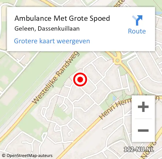 Locatie op kaart van de 112 melding: Ambulance Met Grote Spoed Naar Geleen, Dassenkuillaan op 13 december 2014 00:40