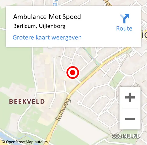 Locatie op kaart van de 112 melding: Ambulance Met Spoed Naar Berlicum, Uijlenborg op 13 december 2014 00:42