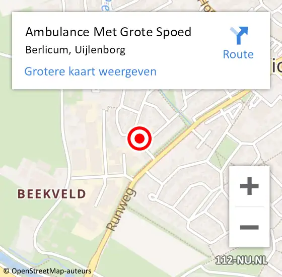 Locatie op kaart van de 112 melding: Ambulance Met Grote Spoed Naar Berlicum, Uijlenborg op 13 december 2014 00:43