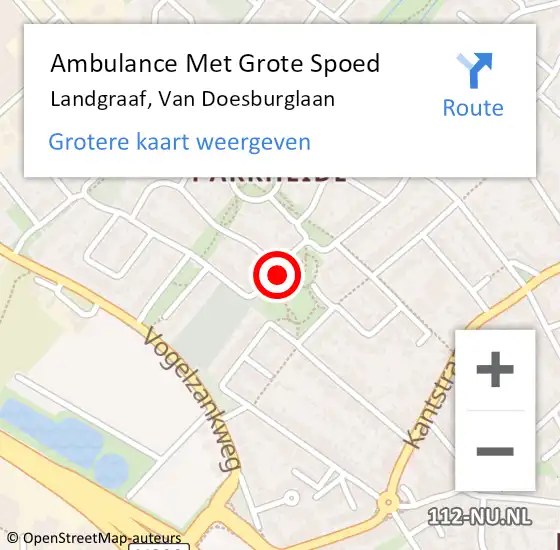 Locatie op kaart van de 112 melding: Ambulance Met Grote Spoed Naar Landgraaf, Van Doesburglaan op 13 december 2014 00:47