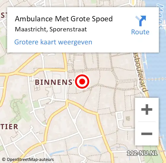 Locatie op kaart van de 112 melding: Ambulance Met Grote Spoed Naar Maastricht, Sporenstraat op 13 december 2014 02:34