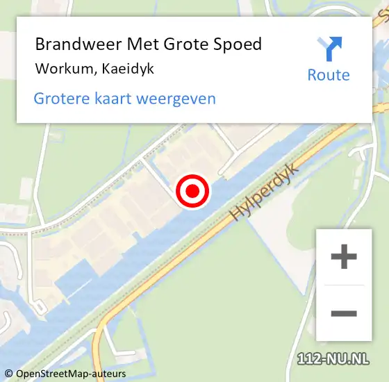 Locatie op kaart van de 112 melding: Brandweer Met Grote Spoed Naar Workum, Kaeidyk op 13 december 2014 02:47