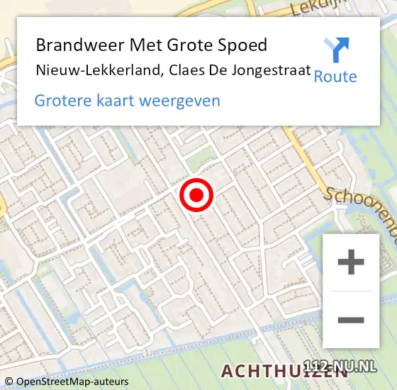 Locatie op kaart van de 112 melding: Brandweer Met Grote Spoed Naar Nieuw-Lekkerland, Claes De Jongestraat op 13 december 2014 03:44