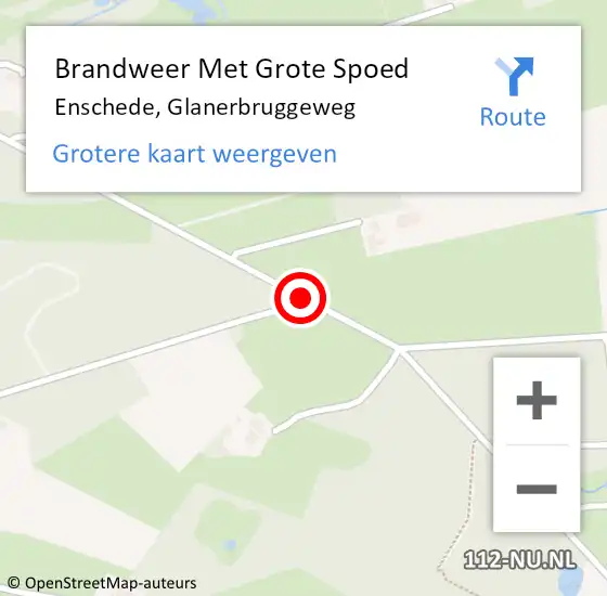 Locatie op kaart van de 112 melding: Brandweer Met Grote Spoed Naar Enschede, Glanerbruggeweg op 13 december 2014 04:11