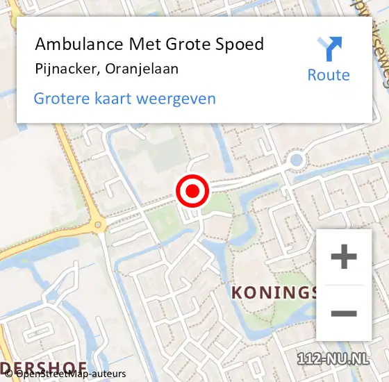 Locatie op kaart van de 112 melding: Ambulance Met Grote Spoed Naar Pijnacker, Oranjelaan op 13 december 2014 04:47