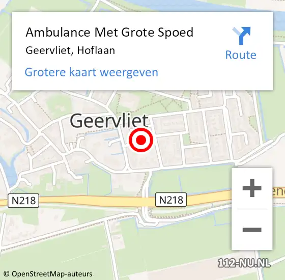 Locatie op kaart van de 112 melding: Ambulance Met Grote Spoed Naar Geervliet, Hoflaan op 24 oktober 2013 08:46