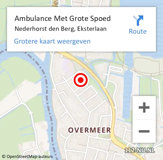 Locatie op kaart van de 112 melding: Ambulance Met Grote Spoed Naar Nederhorst den Berg, Eksterlaan op 13 december 2014 07:11