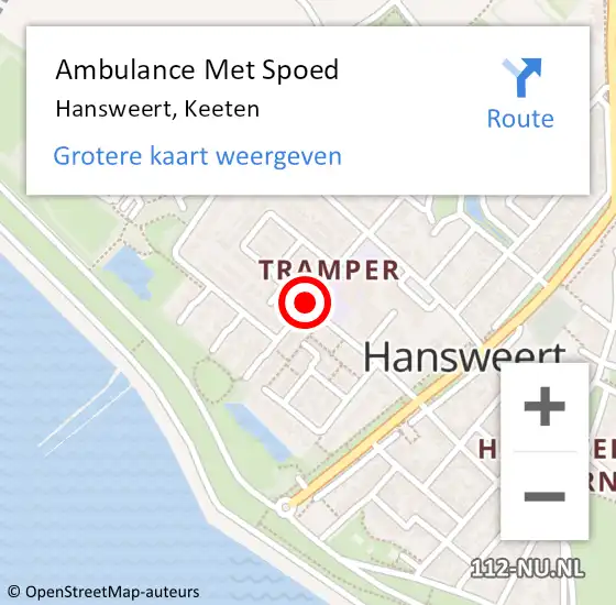 Locatie op kaart van de 112 melding: Ambulance Met Spoed Naar Hansweert, Keeten op 13 december 2014 08:24