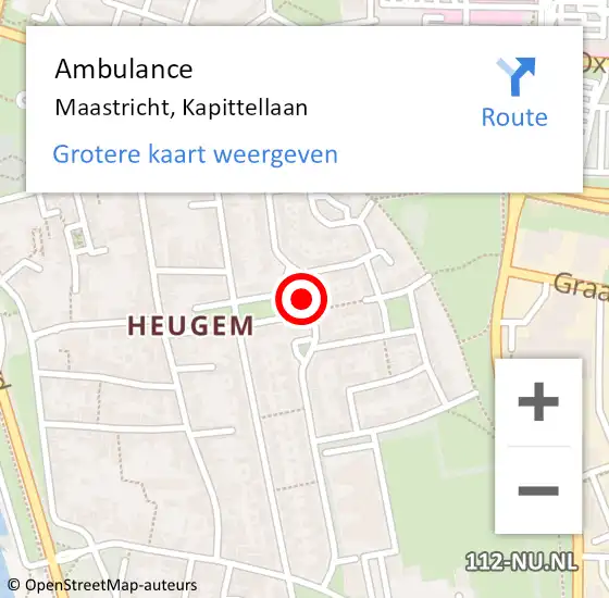 Locatie op kaart van de 112 melding: Ambulance Maastricht, Kapittellaan op 13 december 2014 08:52