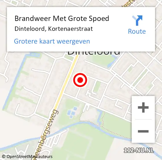 Locatie op kaart van de 112 melding: Brandweer Met Grote Spoed Naar Dinteloord, Kortenaerstraat op 13 december 2014 09:17