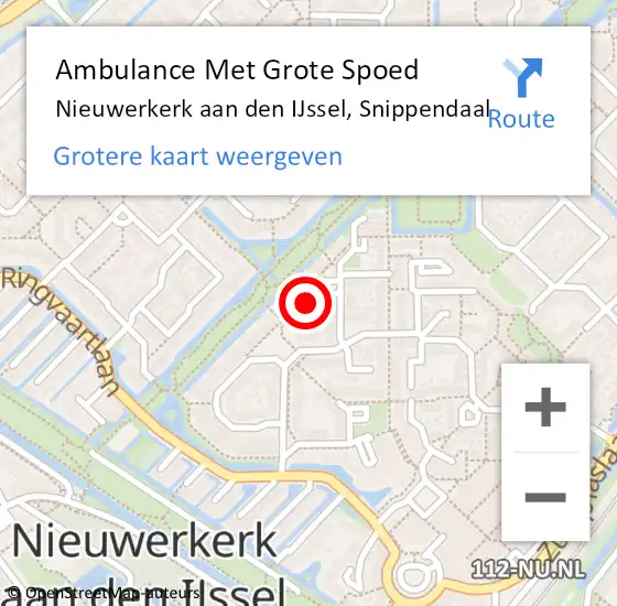 Locatie op kaart van de 112 melding: Ambulance Met Grote Spoed Naar Nieuwerkerk aan den IJssel, Snippendaal op 13 december 2014 09:19