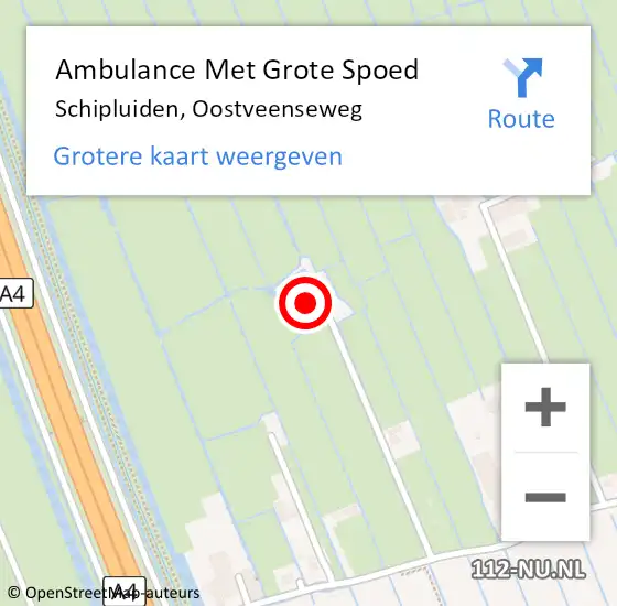 Locatie op kaart van de 112 melding: Ambulance Met Grote Spoed Naar Schipluiden, Oostveenseweg op 13 december 2014 09:46