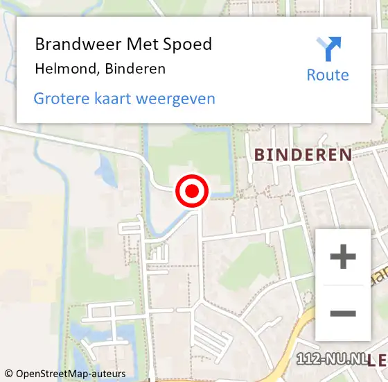 Locatie op kaart van de 112 melding: Brandweer Met Spoed Naar Helmond, Binderen op 13 december 2014 11:26