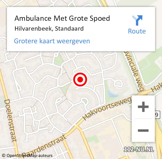 Locatie op kaart van de 112 melding: Ambulance Met Grote Spoed Naar Hilvarenbeek, Standaard op 13 december 2014 11:44