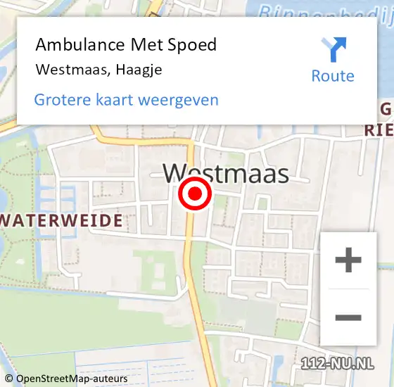 Locatie op kaart van de 112 melding: Ambulance Met Spoed Naar Westmaas, Haagje op 13 december 2014 11:47