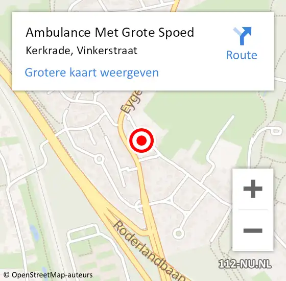Locatie op kaart van de 112 melding: Ambulance Met Grote Spoed Naar Kerkrade, Vinkerstraat op 13 december 2014 12:07