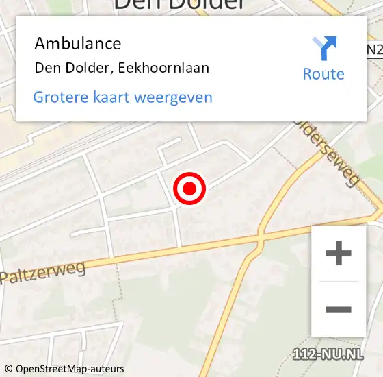 Locatie op kaart van de 112 melding: Ambulance Den Dolder, Eekhoornlaan op 13 december 2014 13:00