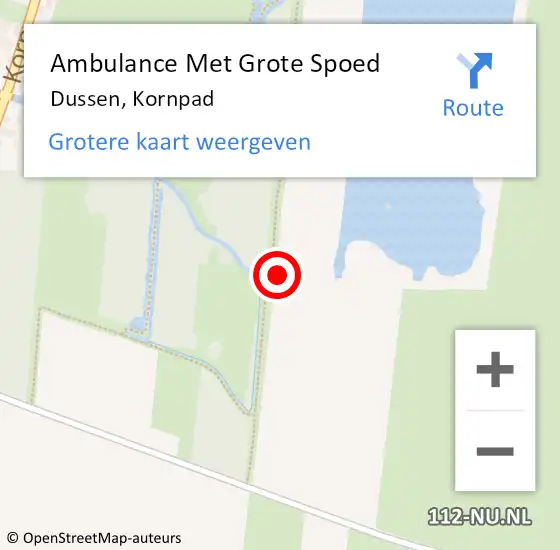 Locatie op kaart van de 112 melding: Ambulance Met Grote Spoed Naar Dussen, Kornpad op 13 december 2014 13:34