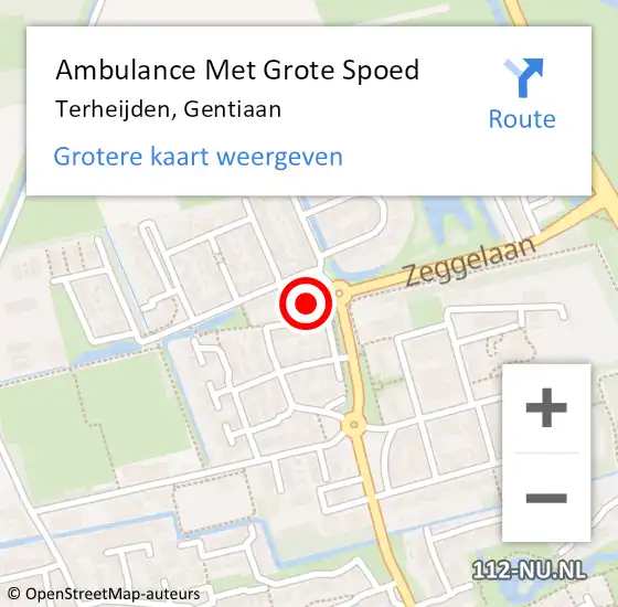 Locatie op kaart van de 112 melding: Ambulance Met Grote Spoed Naar Terheijden, Gentiaan op 13 december 2014 14:03