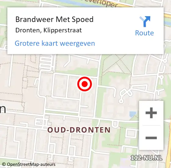 Locatie op kaart van de 112 melding: Brandweer Met Spoed Naar Dronten, Klipperstraat op 13 december 2014 14:19