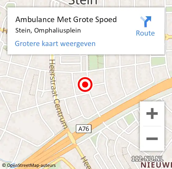 Locatie op kaart van de 112 melding: Ambulance Met Grote Spoed Naar Stein, Omphaliusplein op 13 december 2014 14:33