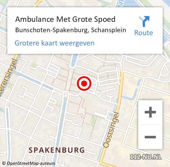 Locatie op kaart van de 112 melding: Ambulance Met Grote Spoed Naar Bunschoten-Spakenburg, Schansplein op 13 december 2014 14:40